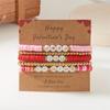 Love Heart Soft Clay Bracelets Set For Women With Pink Acrylic Letter Beads Hand Jewelry Gift