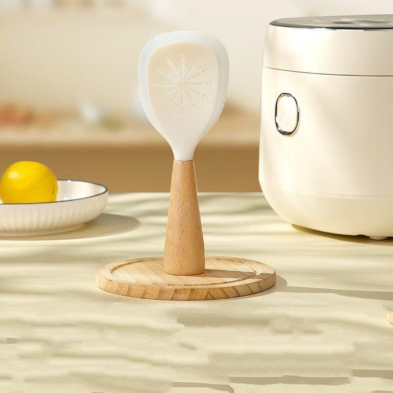 ZISIZ Подставка Силиконовая ложка для риса с деревянной ручкой