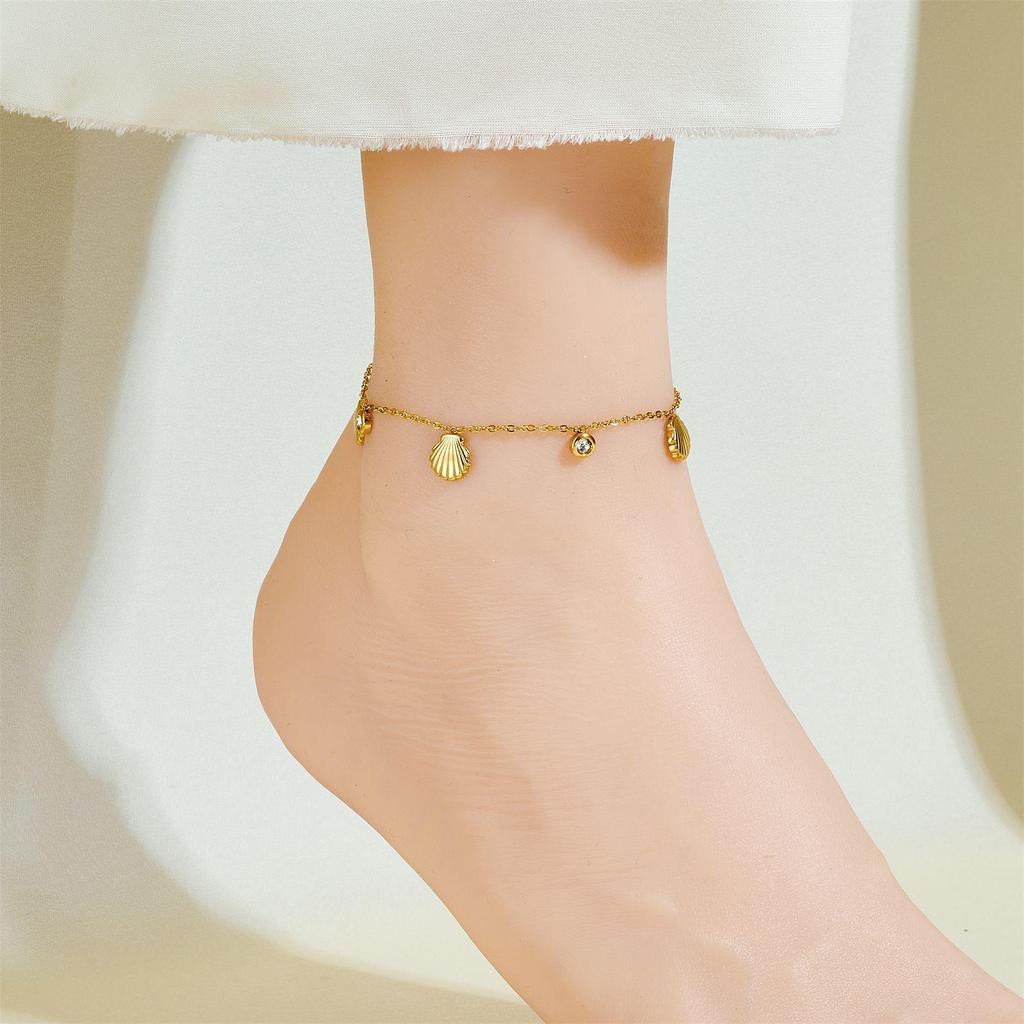Tide Double-Layer Heart Anklet: 18K Gold-Plated Titanium Steel, Non-fading Fashion Light Luxury for Women