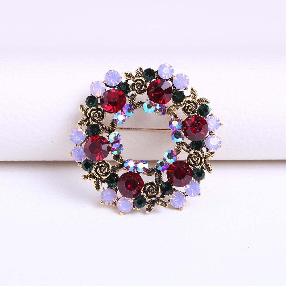 Garland-Brooches Fashion Rhinestone Flower Brooch For Women Crystal Pins Wedding Decoration Jewelry Accessories