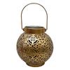 Solar Powered Iron Projection Light Outdoor Garden Hanging Lantern With Hollow Out Design For Patio Fence Decoration