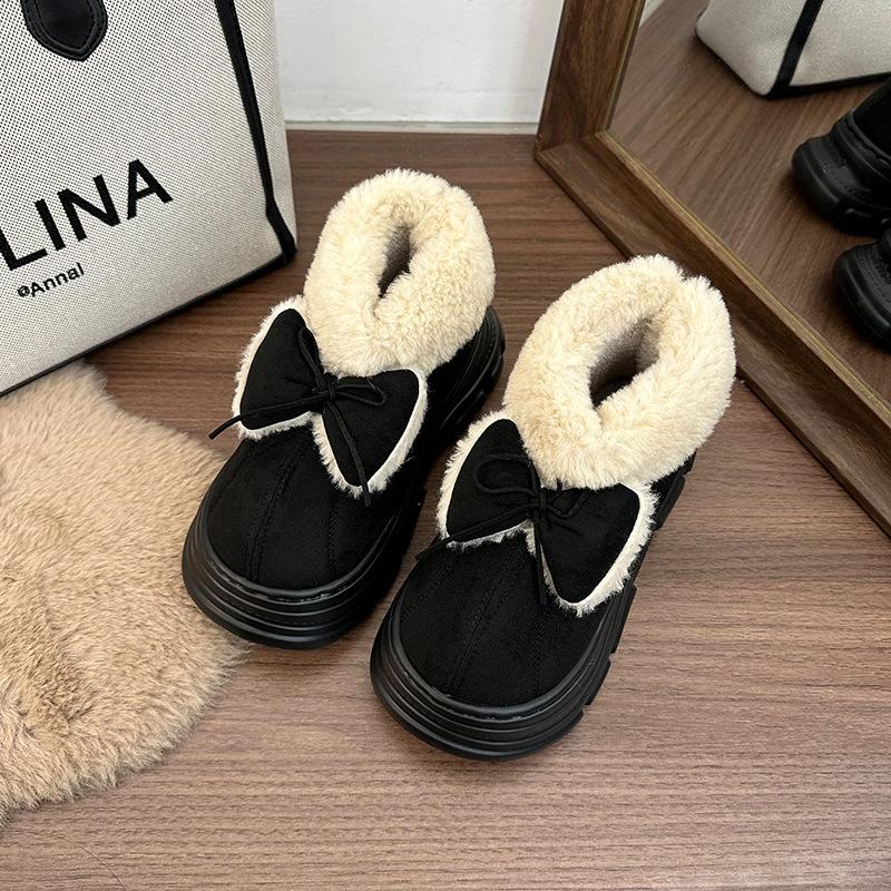 

Women s Lightweight Chunky-Soled Winter Insulated Snow Boots with Bow Detail Faux Fur Lining, Slip-Resistant, Durable, Casual Athletic Cotton Boots 40/41 чорний