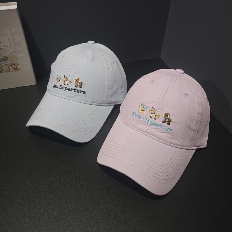 Dopamine cute pony embroidered baseball cap female spring summer big head circumference showing face small versatile cap student tide