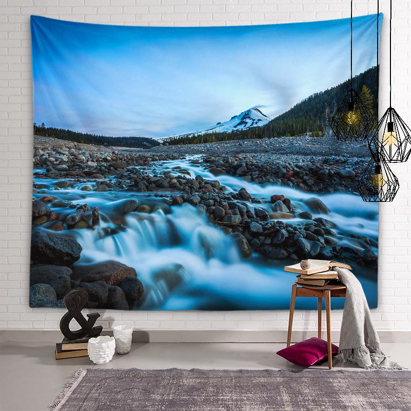 Mountains Lake Flowers Wall Art Decorative Aesthetic Tapestry Backdrop Wall Decor Living Room Bedroom Room Home Decor Tapestry