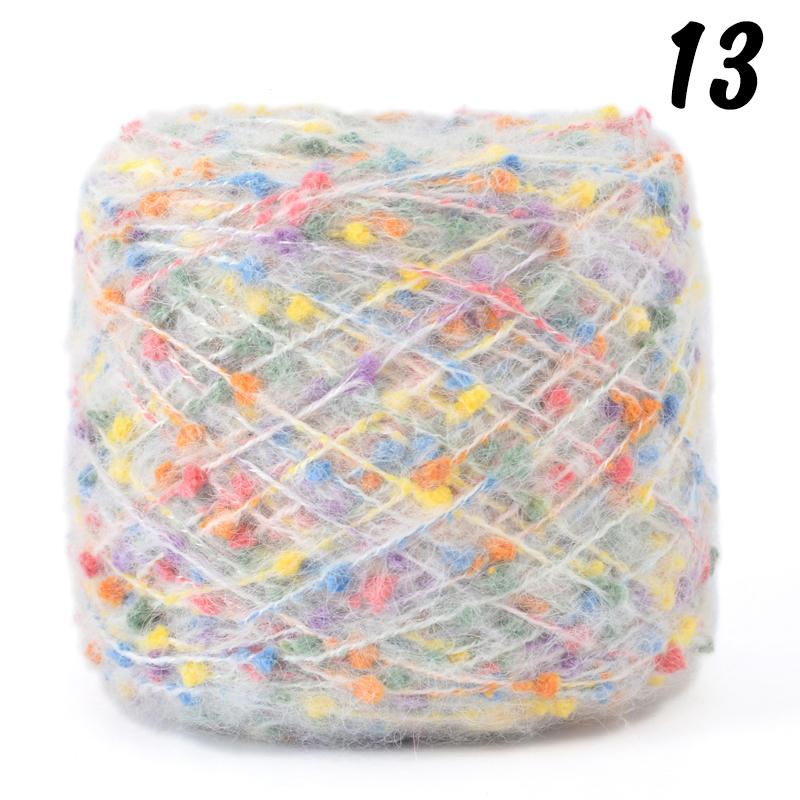 Mohair Yarn Ball with Rainbow Candy Beans Embellishment Soft Wool for Sweater Scarf Bag DIY Crochet Colorful Ball Thread