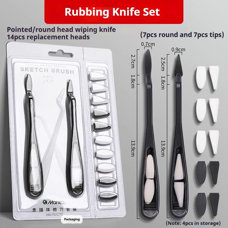 Kunst Skizze Wischmesser Set Waschbarer Pinsel Schwamm Wischer Wiederverwendbare Mixer Werkzeuge für Anfänger Künstler Holzkohle Skizze Zeichenwerkzeuge
