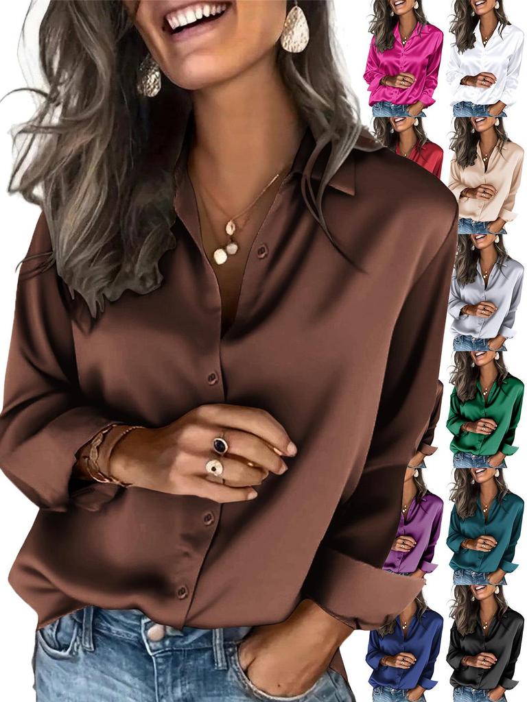 Women's Satin Long-sleeve Business Casual Shirt - Spring/Autumn 2026