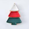 Ceramic Bamboo Wood Christmas Tree Partition Plate Platter Fruit Bowl Breakfast Dish Home Decoration