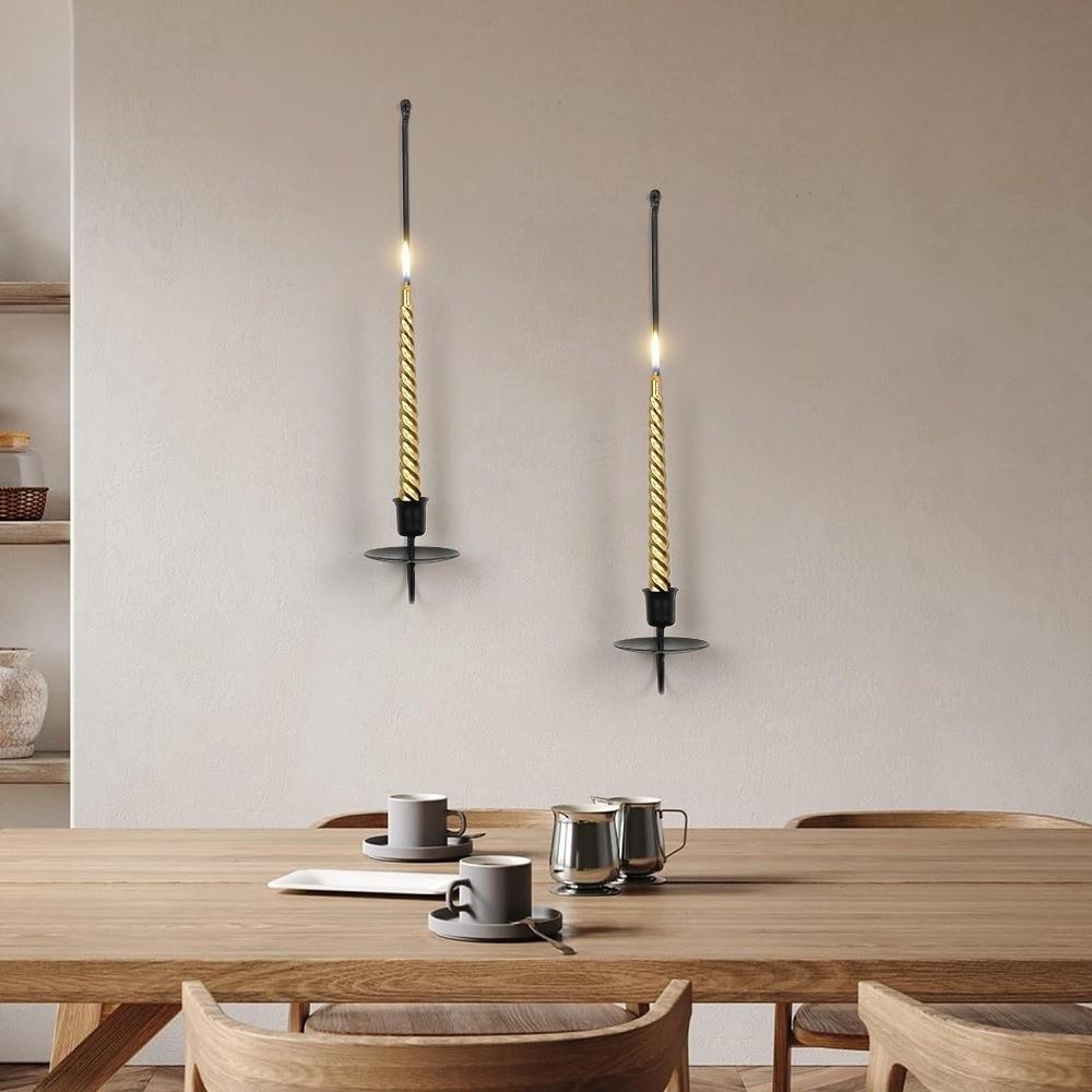 Retro Candlestick Holder L-Shape Candle Stand Wall Mount Candle Holder Candlelight Dinner