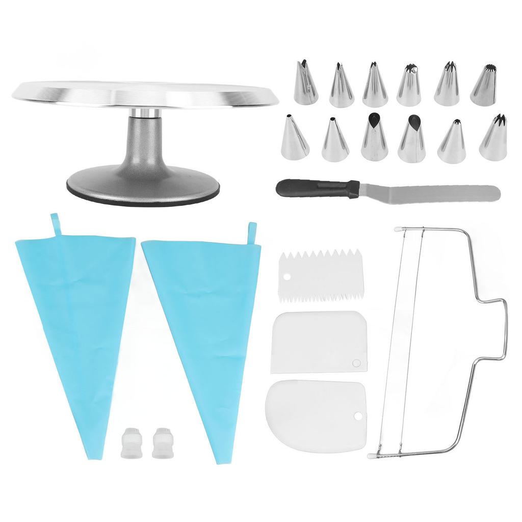 22Pcs 12 Inch Cake Turntable Cake Decorating Kit Supplies Baking Supplies with Aluminum Alloy