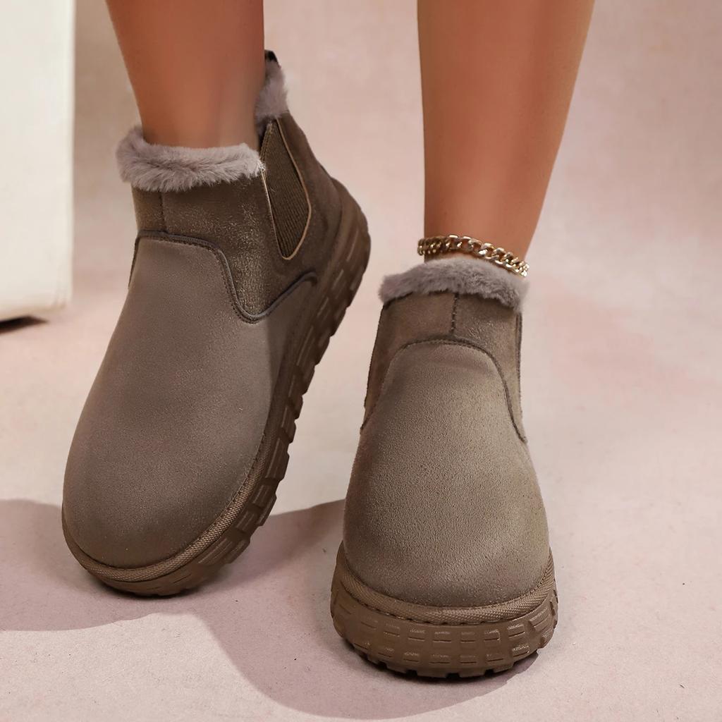 Fashion Winter Women Snow Boots Casual New Chelsea Ankle Boots Short Plush Warm Boots Women Outdoor Luxury Flats Platform Ladies Shoes