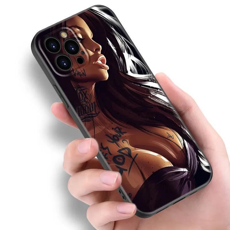 Applicable Apple Iphone13 Phone Case Sleeve Tattoo Sexy Girl Phone Case Painted Anti-Drop Small