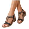 Sandálias Chinelos Femininos Estilo Étnico Boêmio Moda Sandálias Slingback com Strass Calçados Plataforma com Salto Grosso Sandalias De Mujer