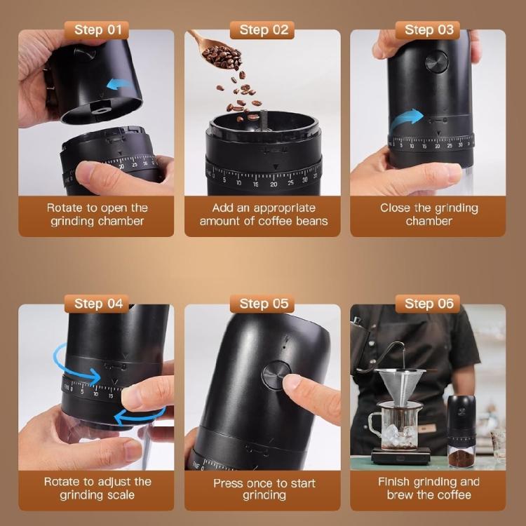 Portable Coffee Mill Coffee Grinder Rechargeable Grinding Machine Plastic Texture Suitable for Convenient Outdoor Use