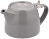 FOR LIFE Mini Stamp Teapot, 400ml, Ceramic, 2-Cup Capacity, with Tea Strainer, Dishwasher Safe, Lid Stays Put, One-Handed Pour, Gray, 509Gry