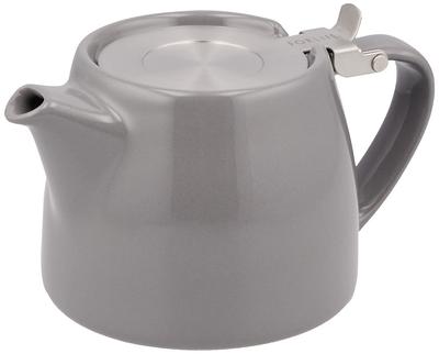 FOR LIFE Mini Stamp Teapot, 400ml, Ceramic, 2-Cup Capacity, with Tea Strainer, Dishwasher Safe, Lid Stays Put, One-Handed Pour, Gray, 509Gry