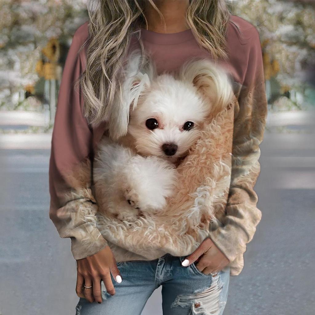 Cute Animal Cat Dog round-neck sweatshirt 3D Print Women Streetwear Autumn Fashion Sweatshirts Pullovers Woman Clothing