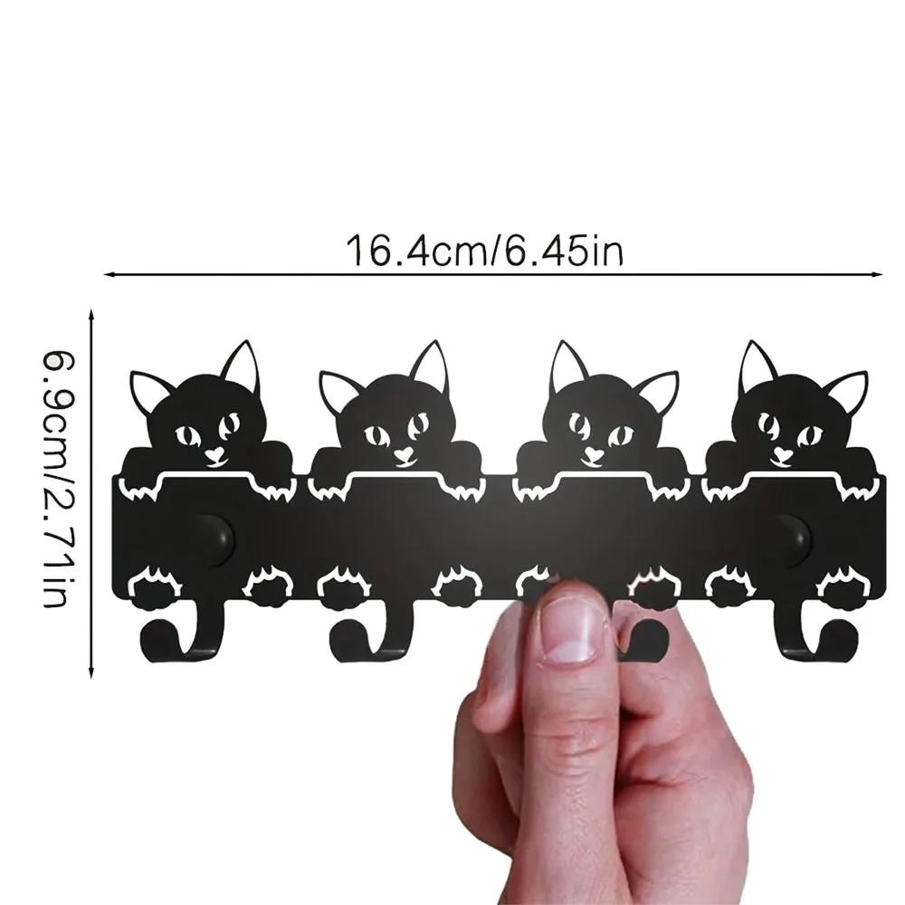 

1 шт. Черный металлический держатель для ключей с изображением кошек, стильный настенный держатель для ключей, декоративное решение для хранения в прихожей бронзовый