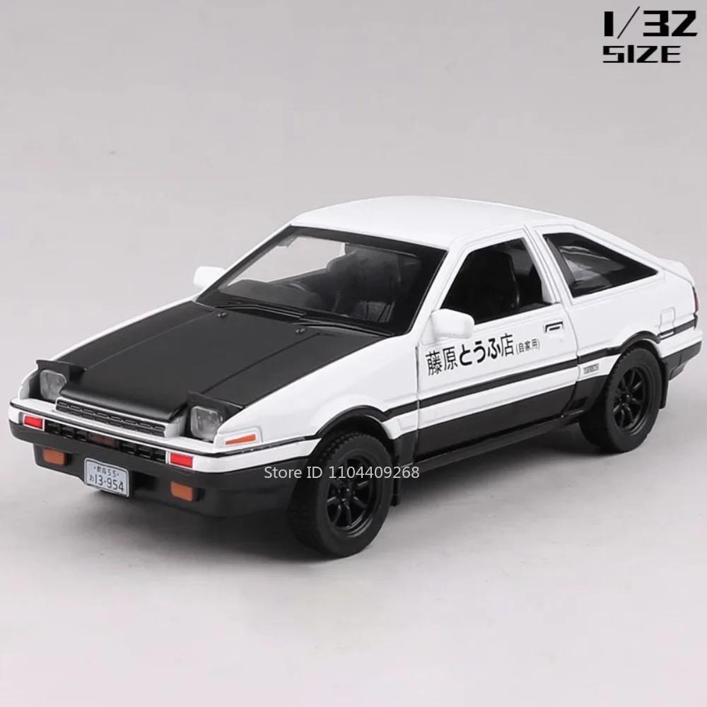 1:32 Scale Corolla AE86 Crown Car Model Toy Metal Diecast Music Light Pull Back Doors Opened Vehicles Models Toys Kids Presents