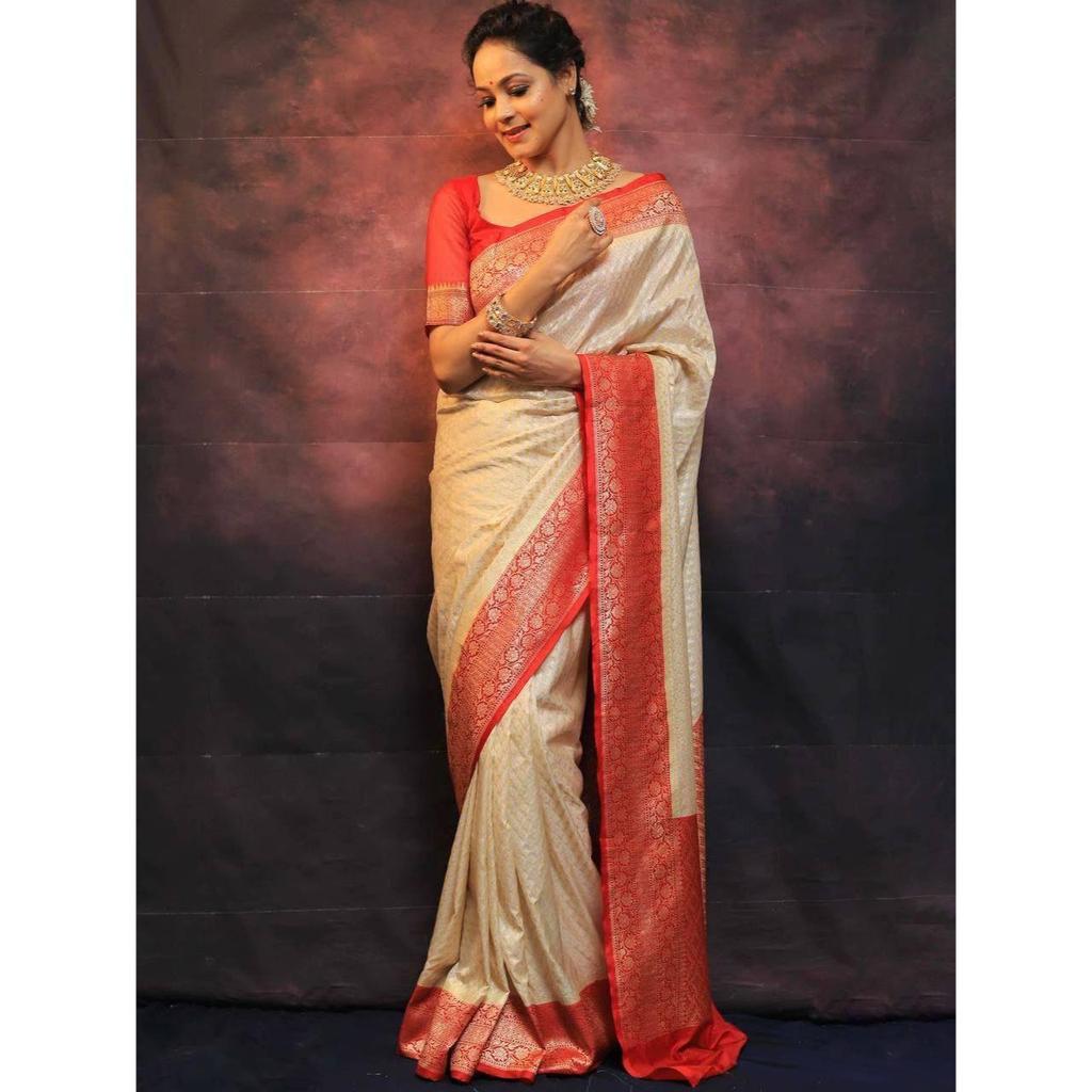 Premium Royal Lichi Silk Saree – Rich Pallu with Designer Brocade Blouse