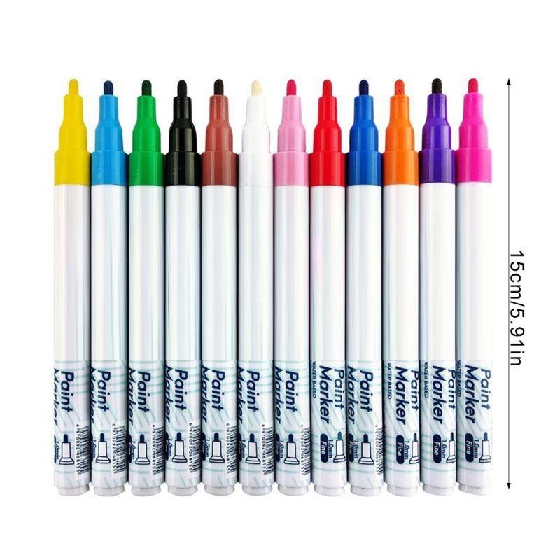 Set of 12 Color Water Based Ceramic Paint Markers For Artistic Creative Art Projects On Pottery And Glass Surfaces
