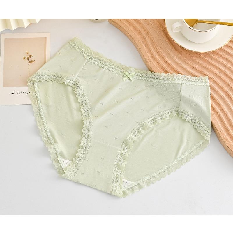 Beautiful and Cute Underwear Bow Comfortable Underwear Mid Waist Women's Cotton Underwear Elastic Breathable Underwear