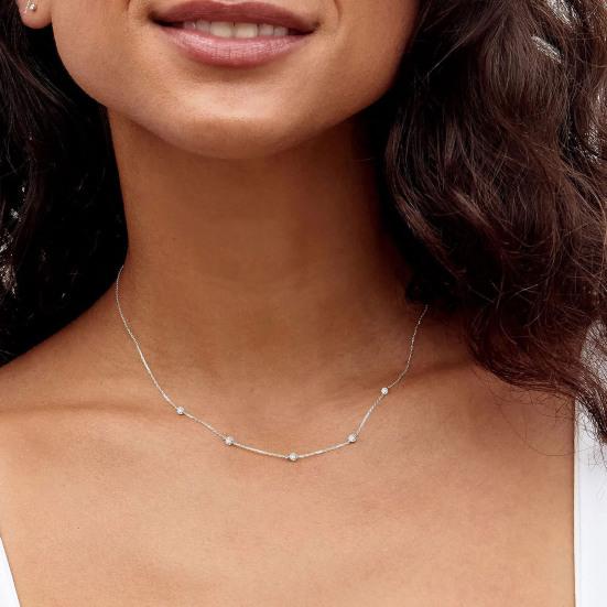 Women Necklace Rhinestone Decor Hollow Chain Lady Clavicle Necklace Daily Prom Party Commuting Neck Jewelry