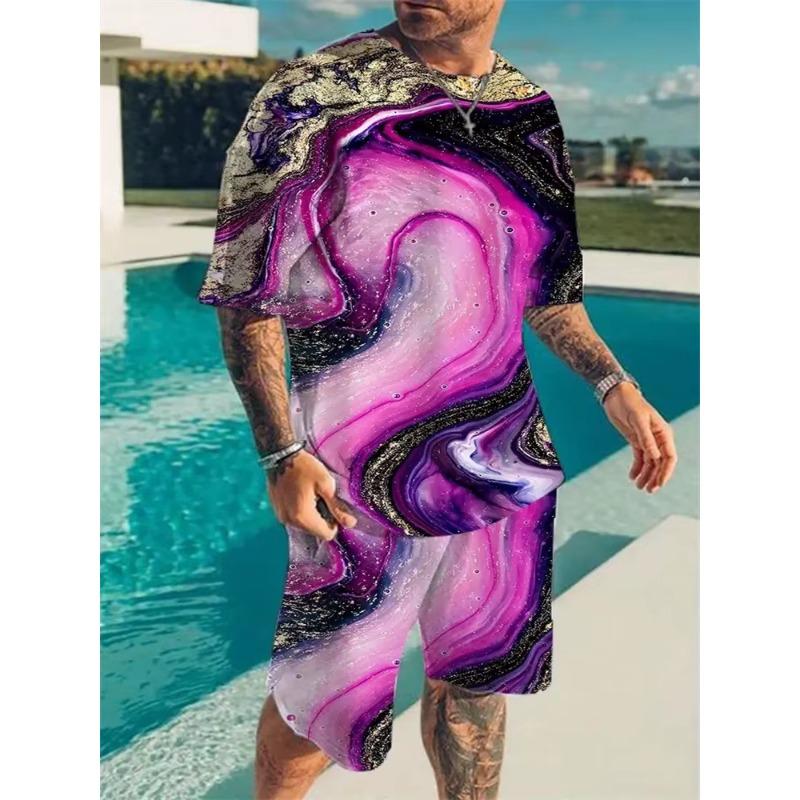 

Летний новый мужской костюм повседневный уличный повседневный короткий рукав футболка для спорта на открытом воздухе модные удобные шорты с 3D текстурой печати 5XL