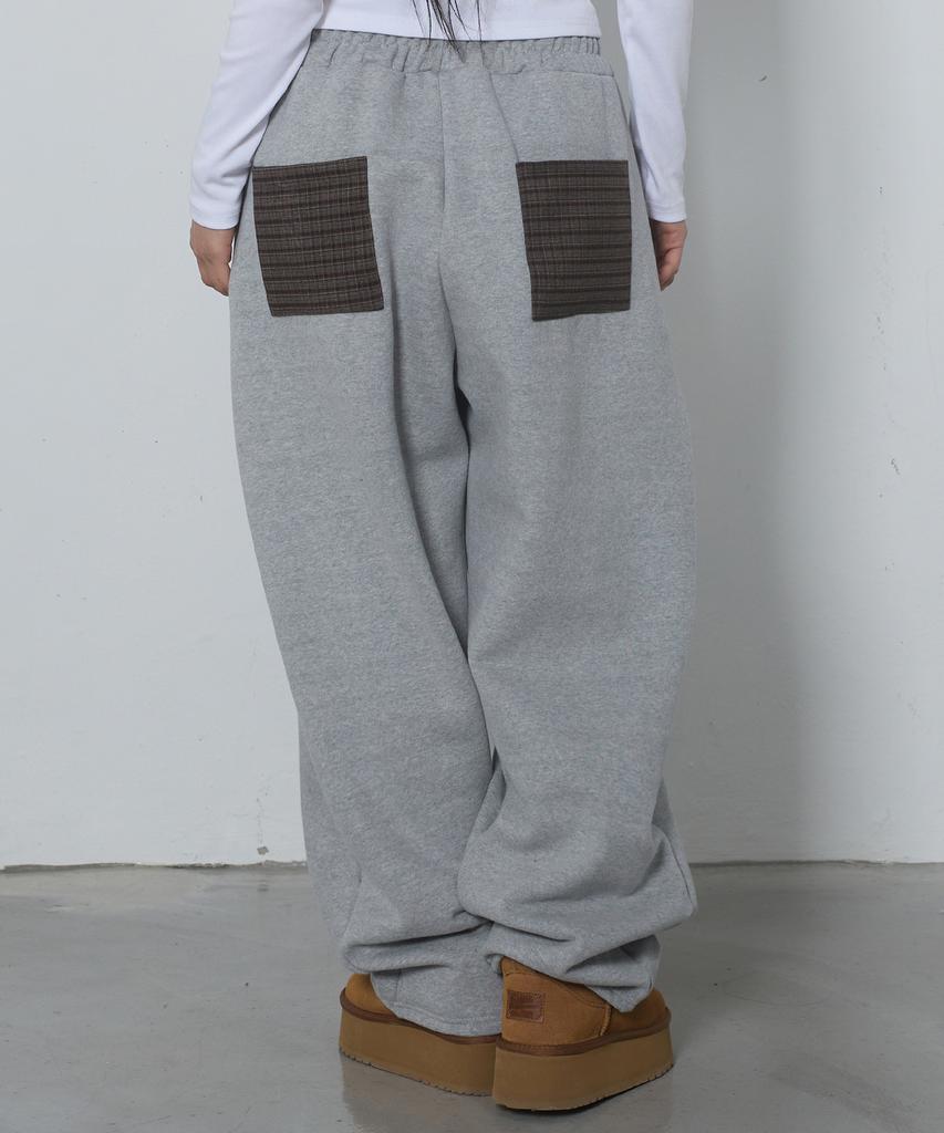 CHICKS (Fleece-Lined Ver) Back Pocket Check Balloon Pants Melange