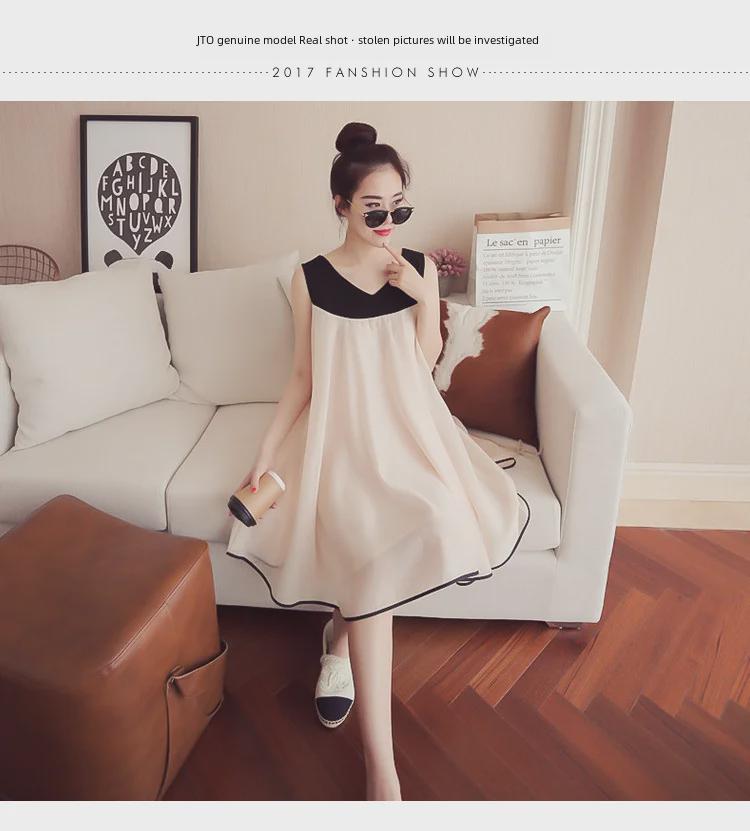 New Arrival: Large Size Off-Shoulder Chiffon Dress for Pregnant Women - Korean Style, Mid-Length, Short-Sleeved, Perfect for Spring & Summer
