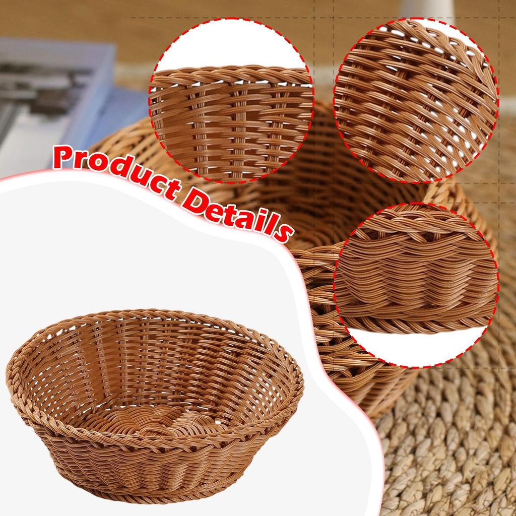 Woven Storage Basket,Fruit Vegetables Basket Imitation Rattan,Handwoven for Dining Table