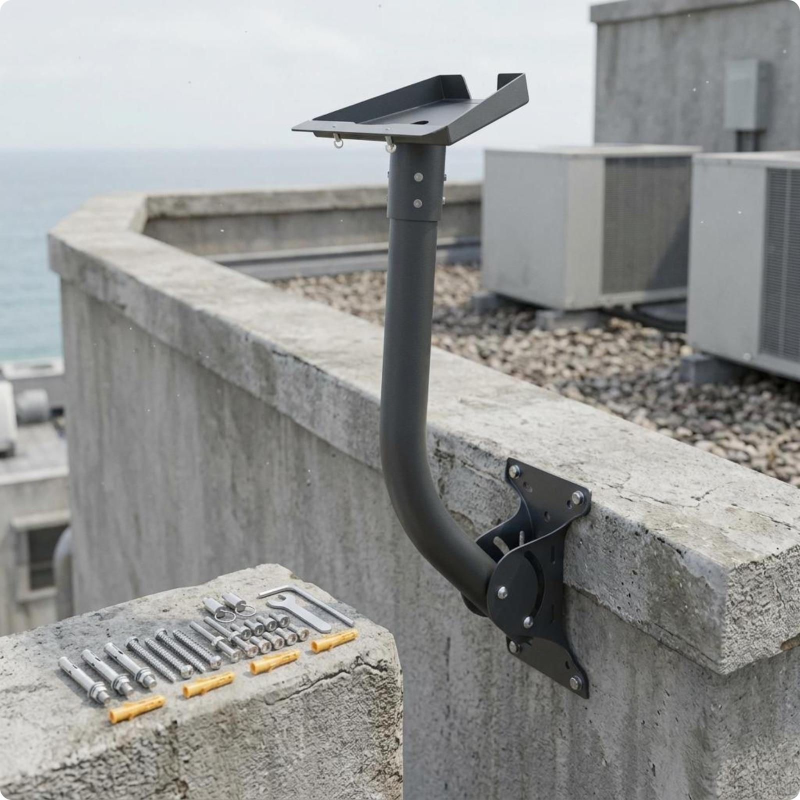 Curved Mounting Bracket Metal Adjustable Wall Mount Kit Stable Support Roof Foundation for