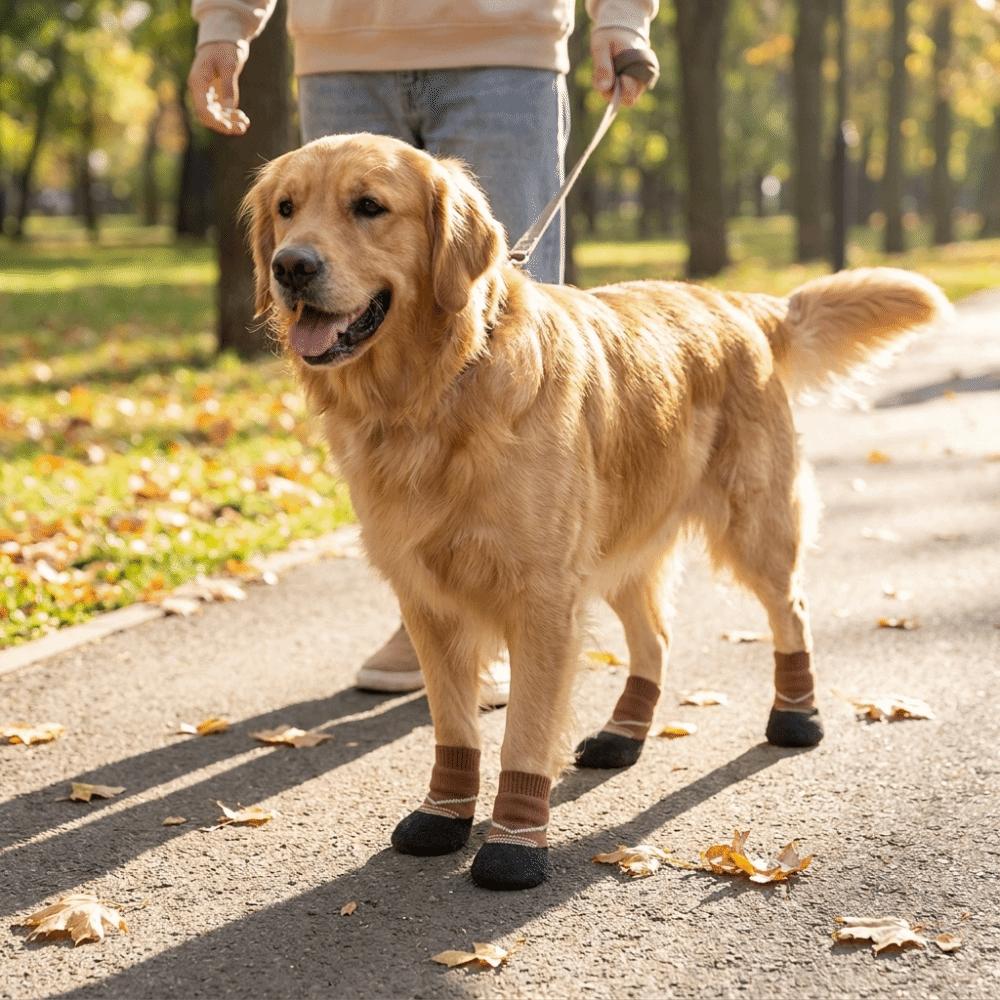 4 Pezzi Scarpe Antiscivolo Impermeabili per Cani Copripiedi Traspiranti Regolabili Anti-Sporco Resistenti all'Usura Calzini per Pavimenti per Animali Domestici