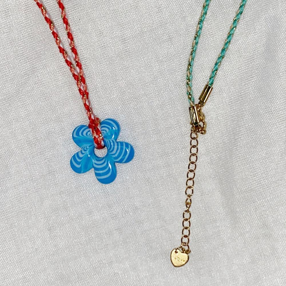 Colorful Coloured Glaze Pendant Necklace Jewelry Floral Chain Choker Mini Flower Necklace Summer