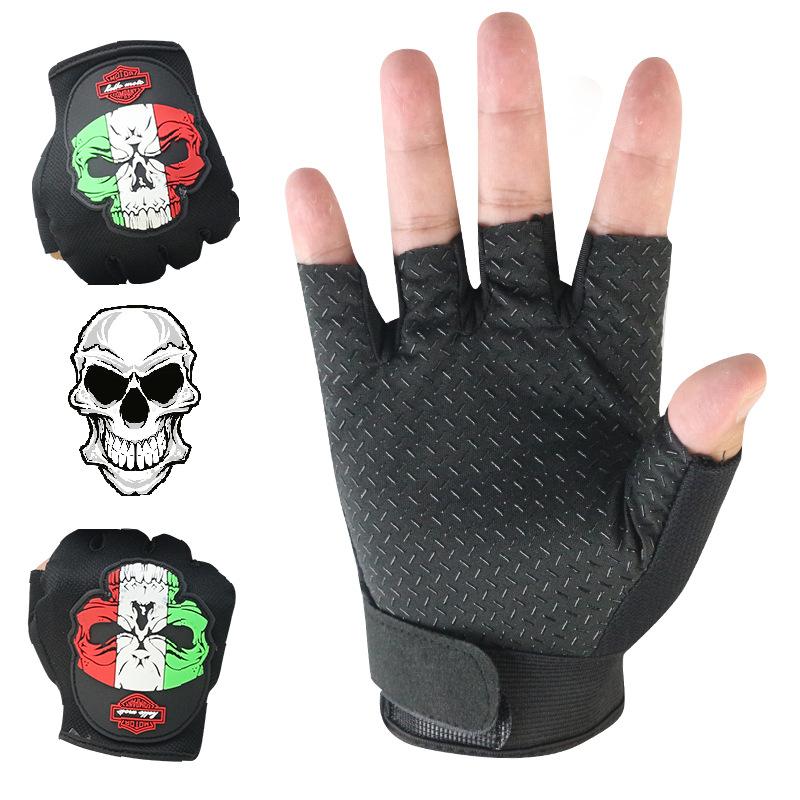 Cycling Half Finger Gloves Men's Outdoor Sports Breathable Electric Vehicle Bicycle Racing Skull Fishing Fitness