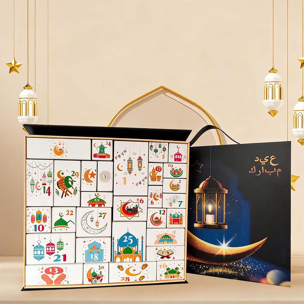 Ramadan Moon Countdown Advent Calendar Boxes Eid Al Fitr Countdown Calendar Gift Box 30 Days DIY Eid Ramadan Mubarak Box