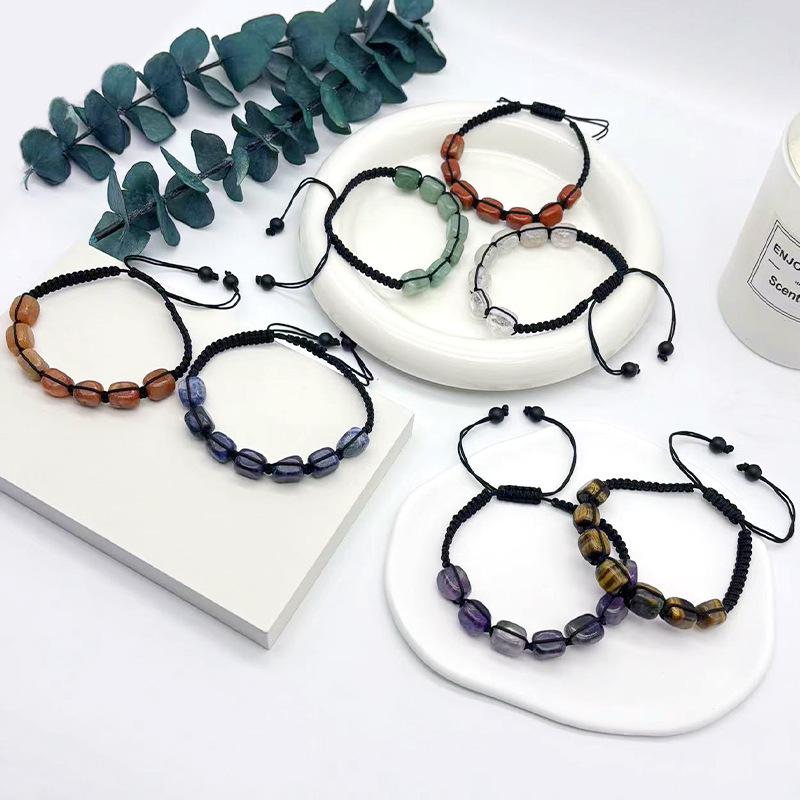 European & American Natural Tiger Eye Stone Beaded Adjustable Woven Bracelet