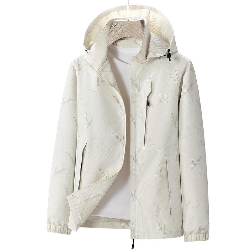Men's New Spring Trend Jacket Loose Removable Cap Outdoor Hiking Wear Couple Windproof Waterproof Jacket