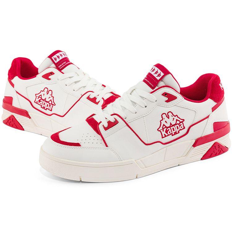 Kappa Fabric Synthetic Leather Splicing Wear-Resistant Low-Top Sneakers Unisex Sneakers White Cherry-Red K0CY5CC08D-012A