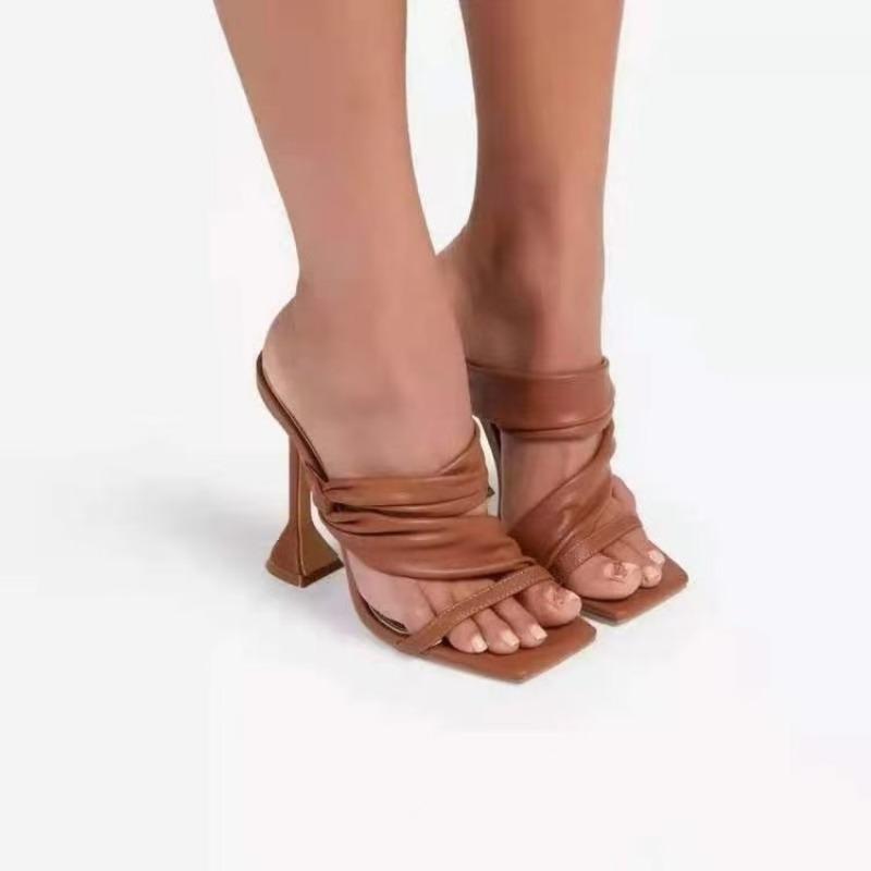 New Large-sized Open-toe Fish-mouth High Heels Thin-heeled Flip-flops and Women's Shoes