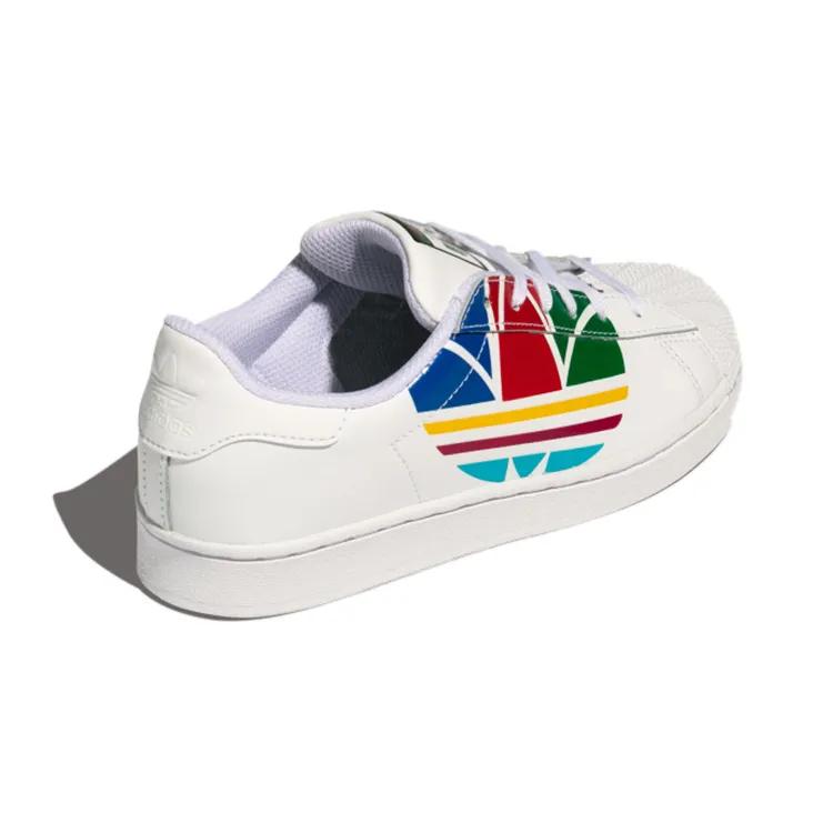 Adidas Superstar Pure J 'Colorful Trefoil - Cloud White' (Unisex) Cloud White / Red / Blue Kids' Skateboarding Shoes FW4008