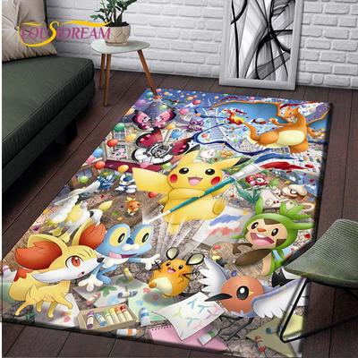 Koberce s motivem anime Pokemon Obývací pokoj Protiskluzový Kobercový kobereček Pikachu Dětské koberce Jógová podložka Velký koberec Dekor