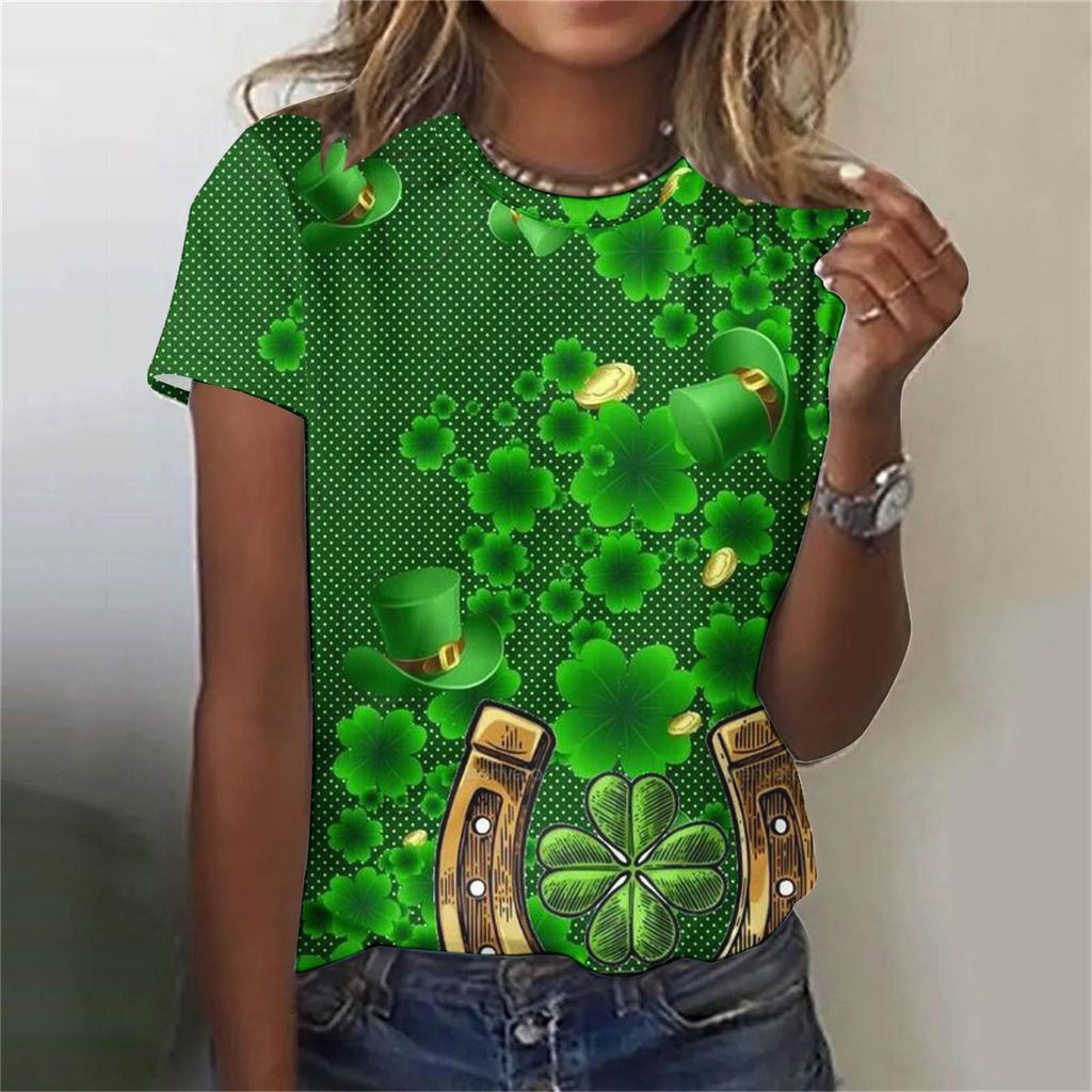 Women's T-shirt 3D Pattern Printed Casual Short Sleeved O-Neck Top Fashionable Street Women's Clothing