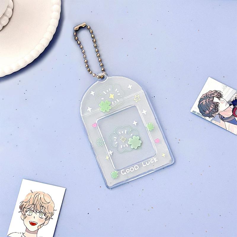Ins Kreslený Držák na fotokarty Akrylové Kpop Pouzdro na karty Fotorámeček pro fotku idolu Album na fotografie Průkaz totožnosti Obal na karty Fólie s přívěskem Klíčenka