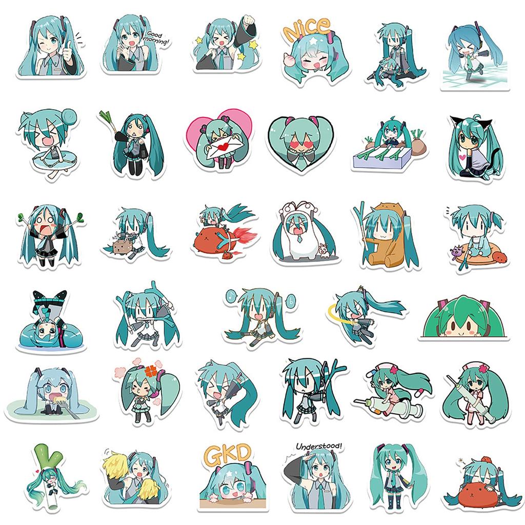 Kolergam Hatsune Miku Sticker Cute Anime Stickers for Hatsune Moe Planner Popular Anime Stylish Waterproof Graffiti Popular DIY Stickers for Water