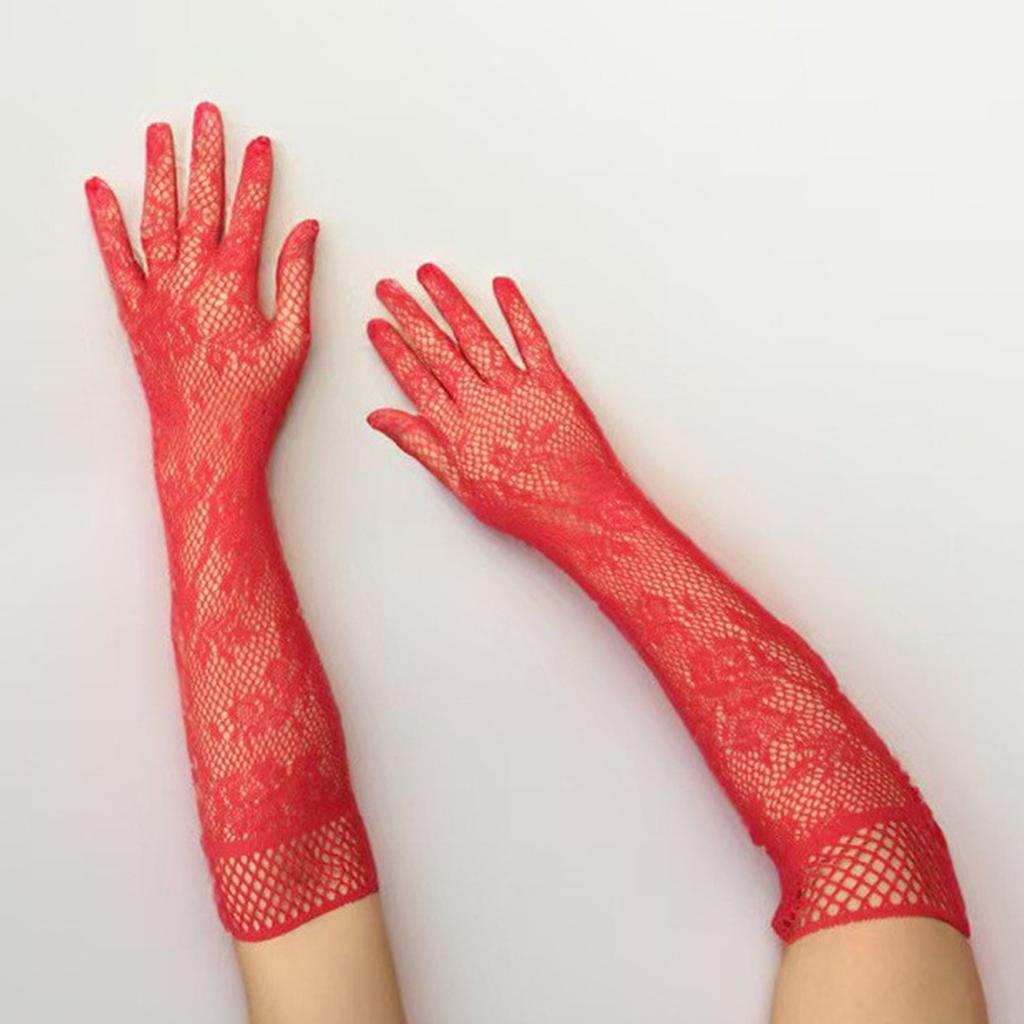 Elegant Breathable Lace Gloves For Women Soft Stretchable Nylon Arm Sleeves for Formal Event Evening Party Dresses