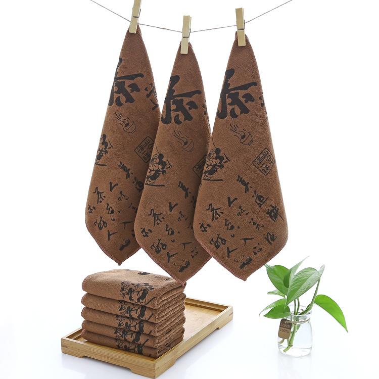 Tea towel printing cleaning water absorption thickened plain color tea towel tea cloth tea ceremony towel accessories square towel rag