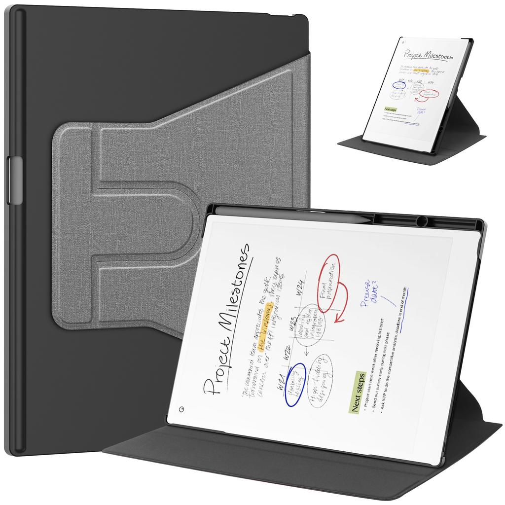 Case For Remarkable Paper Pro 11.8-inch 2024, with Pen Holder, Lightweight Leather, 360° Rotating Stand