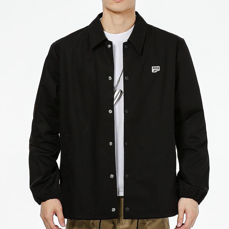 Puma Embroidered Logo Solid Color Sports Woven Jacket Men Jackets Black 532172-01
