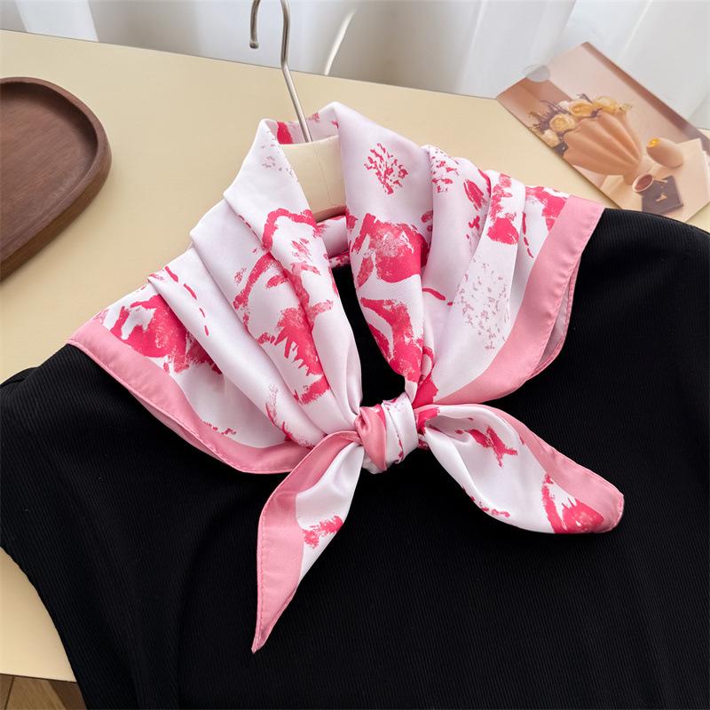Women S Ink Printed Square Scarf Fashion Neck Sun Protection
